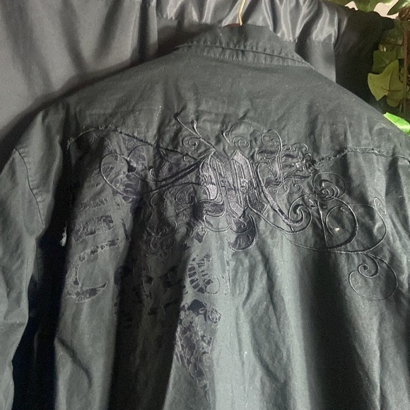 Manchester Esc Black Embroidery Button Down  Shirt - Picture 6 of 11